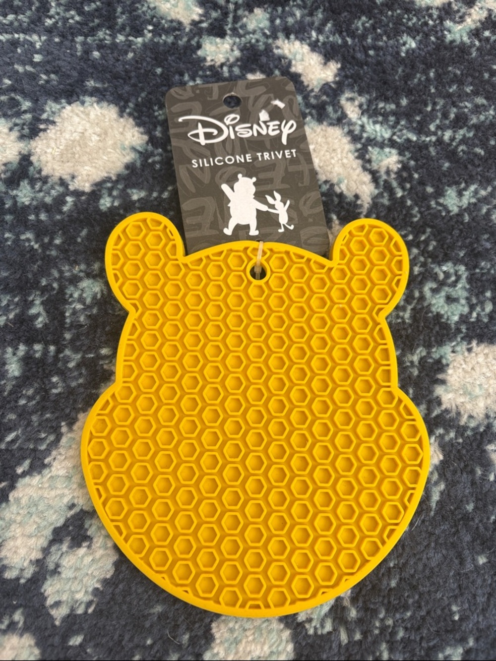 Disney Yellow Winnie-the-Pooh Silicone Trivet with Honeycomb Texture
